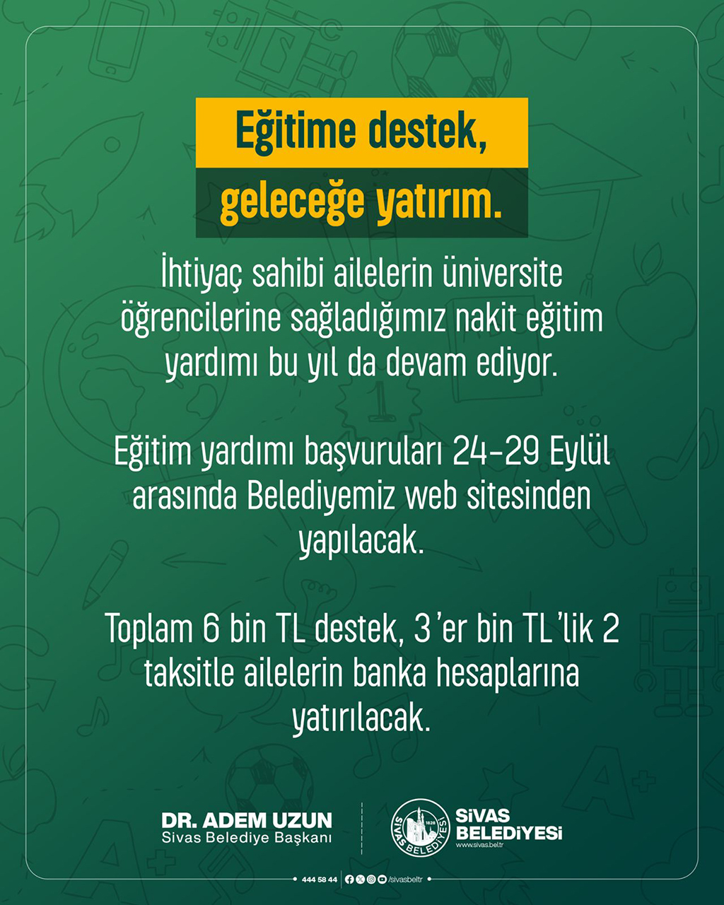 EĞİTİM YARDIMI İÇİN BAŞVURULAR BAŞLIYOR EĞİTİM YARDIMI İÇİN BAŞVURULAR BAŞLIYOR