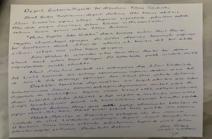 Sivaslı İnan Güney’den Silivri’den Memlekete Mektup