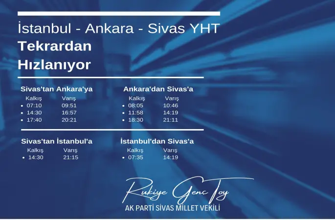 Sivas Ankara İstanbul  Yht'de yollar tekrardan kısalıyor