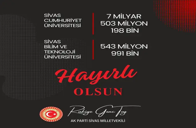 Ak Parti Sivas Milletvekili Rukiye Toydan Müjdeler