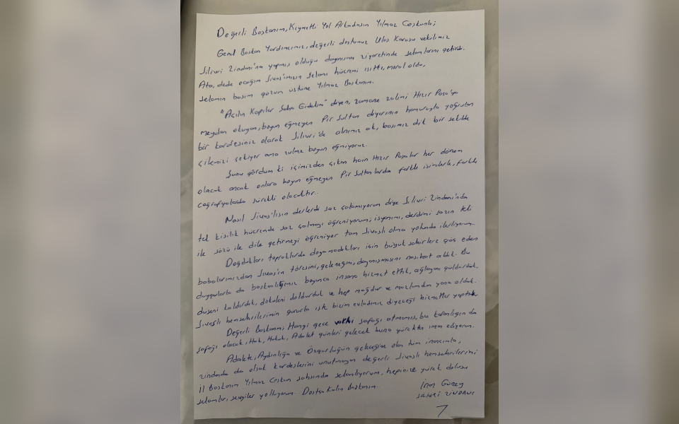 Sivaslı İnan Güney’den Silivri’den Memlekete Mektup